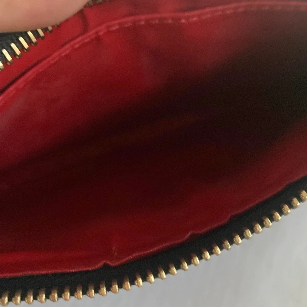 Dooney & Bourke Black Leather Wristlet with Red Interior NWOT